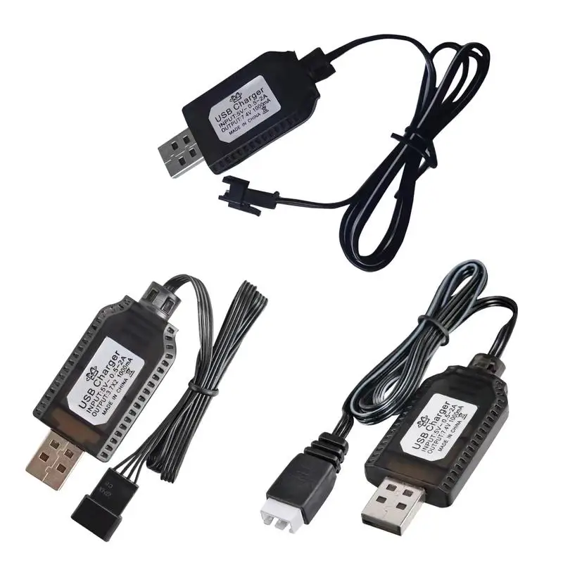 USB Lithium Battery Charger Connect SM-2P SM-3P SM-4P Lithium Batteries 7.4V 1000mA Fast Charging Cable For RC Toy Drone