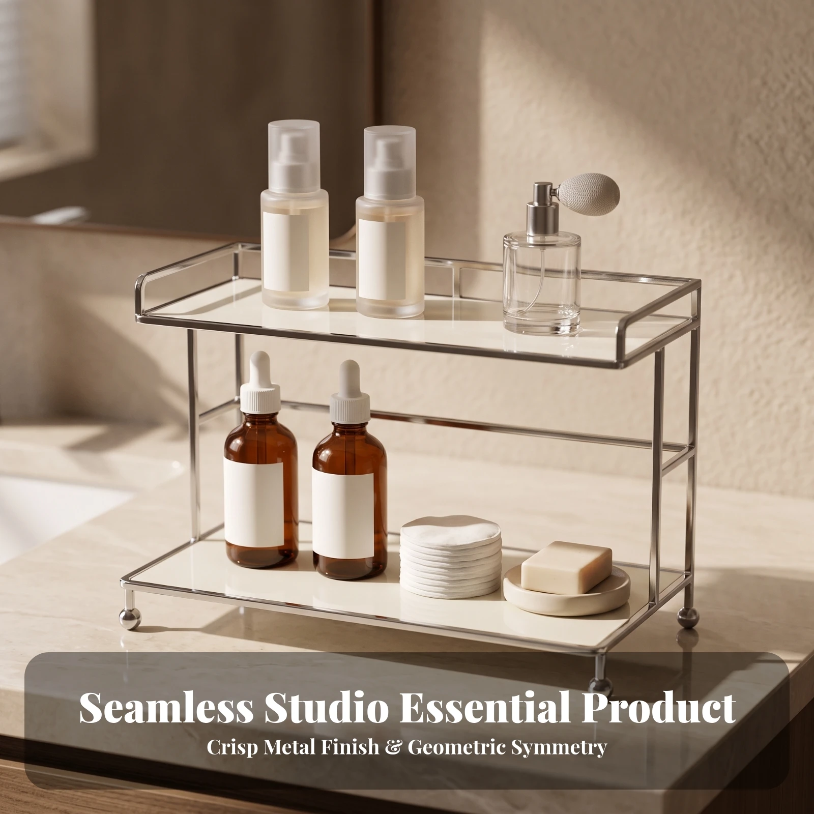 Desktop Storage Rack Compact 2-Tier Countertop Organizer Countertop Organizer with Acrylic Shelves Multipurpose Kitchen