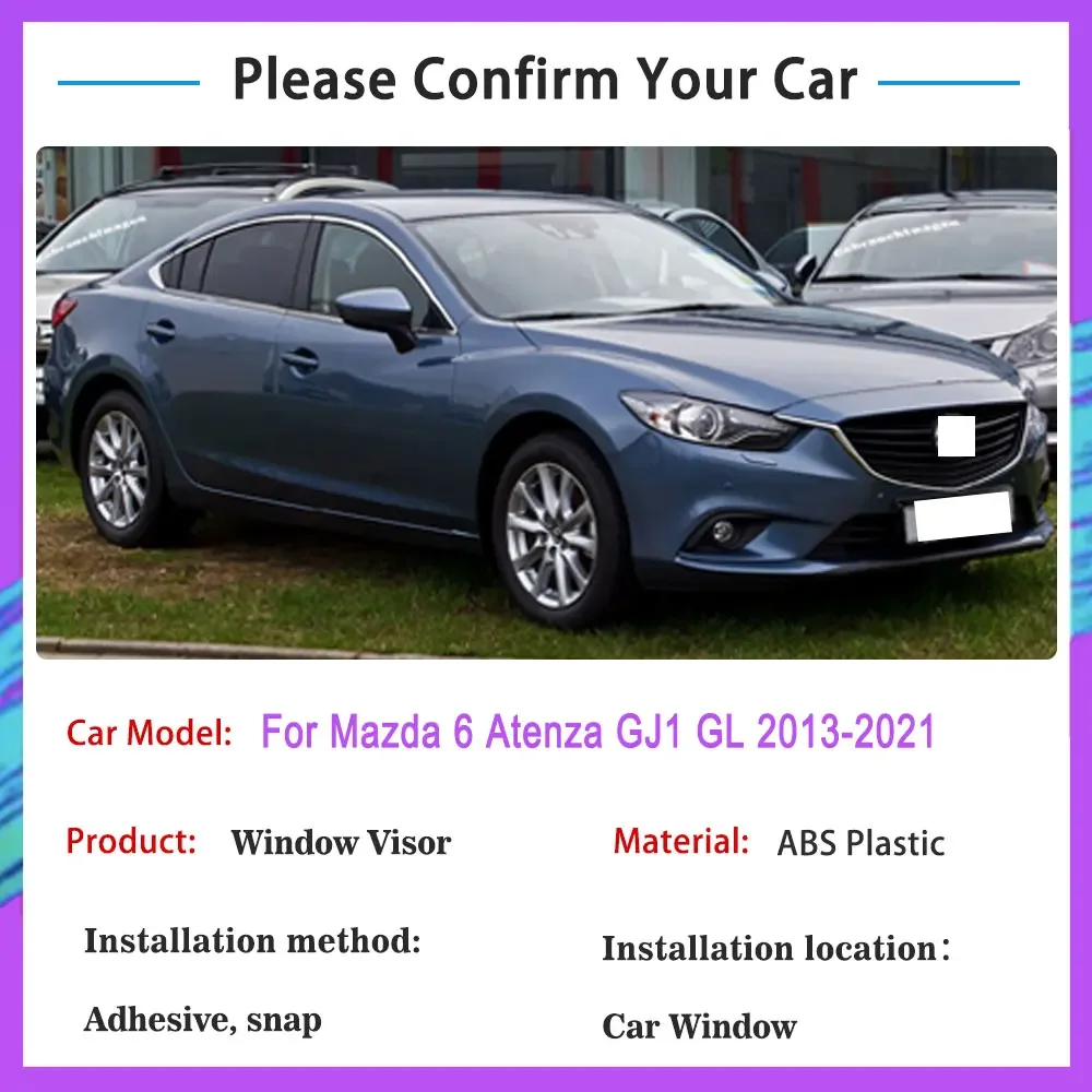 For Mazda 6 Atenza GJ1 GL 2013~2021 Rain Sunshade Car Window Visor Windshield Deflectors Protective Cover Ventilation Accessory