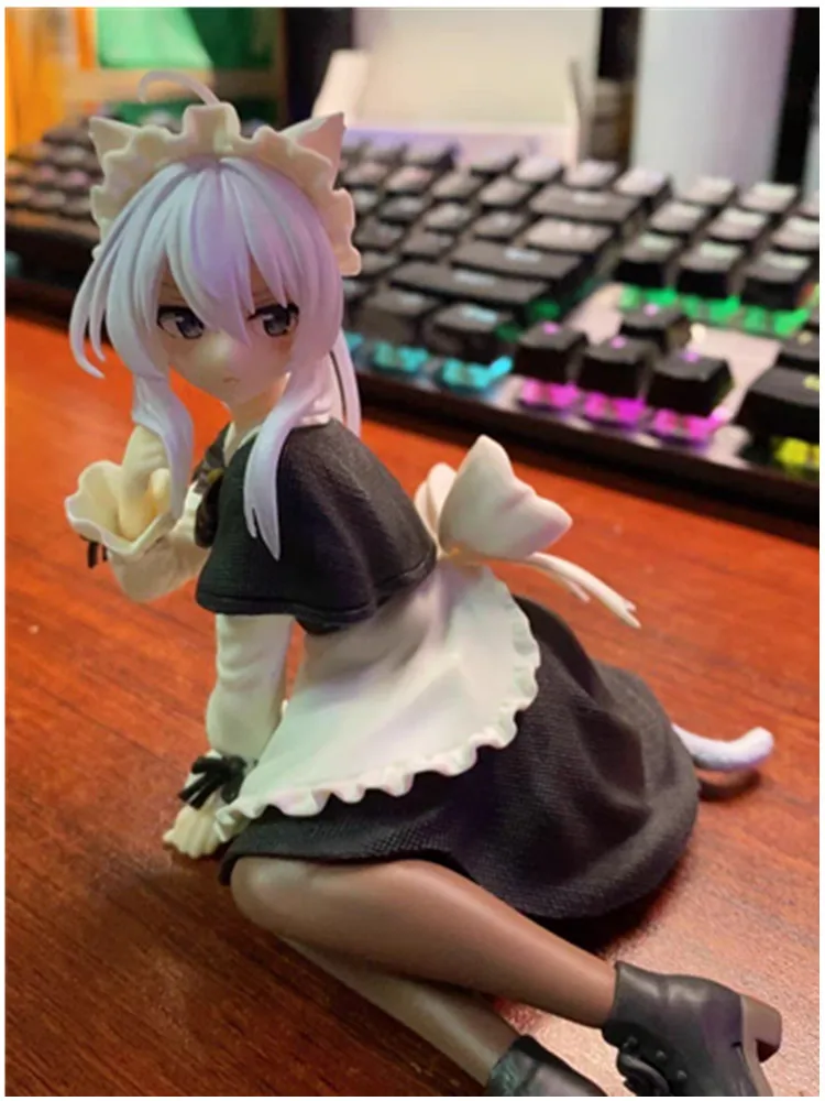 

13cm Wandering Witch: The Journey Of Elaina Anime Action Figure Pretty Girls' Ornaments Cat'S Ear/ Maid Dresses Collectible Toy