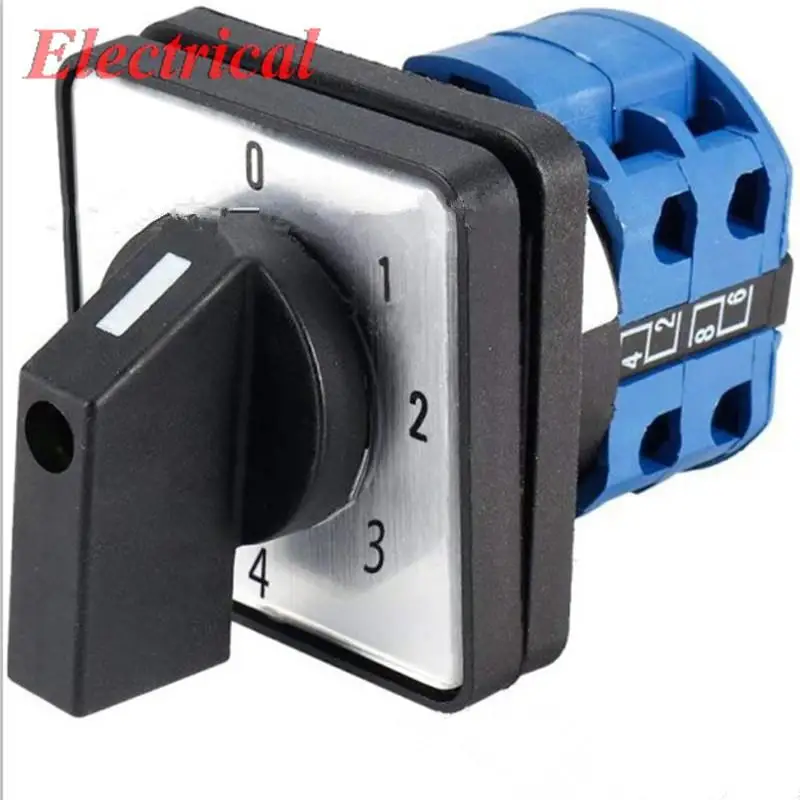 

Универсальный переключатель SZW26-20, 1 шт., 8 клемм, 5 положений (0-1-2-3-4), переменный ток, 660 В, 20 А, поворотный кулачковый переключатель