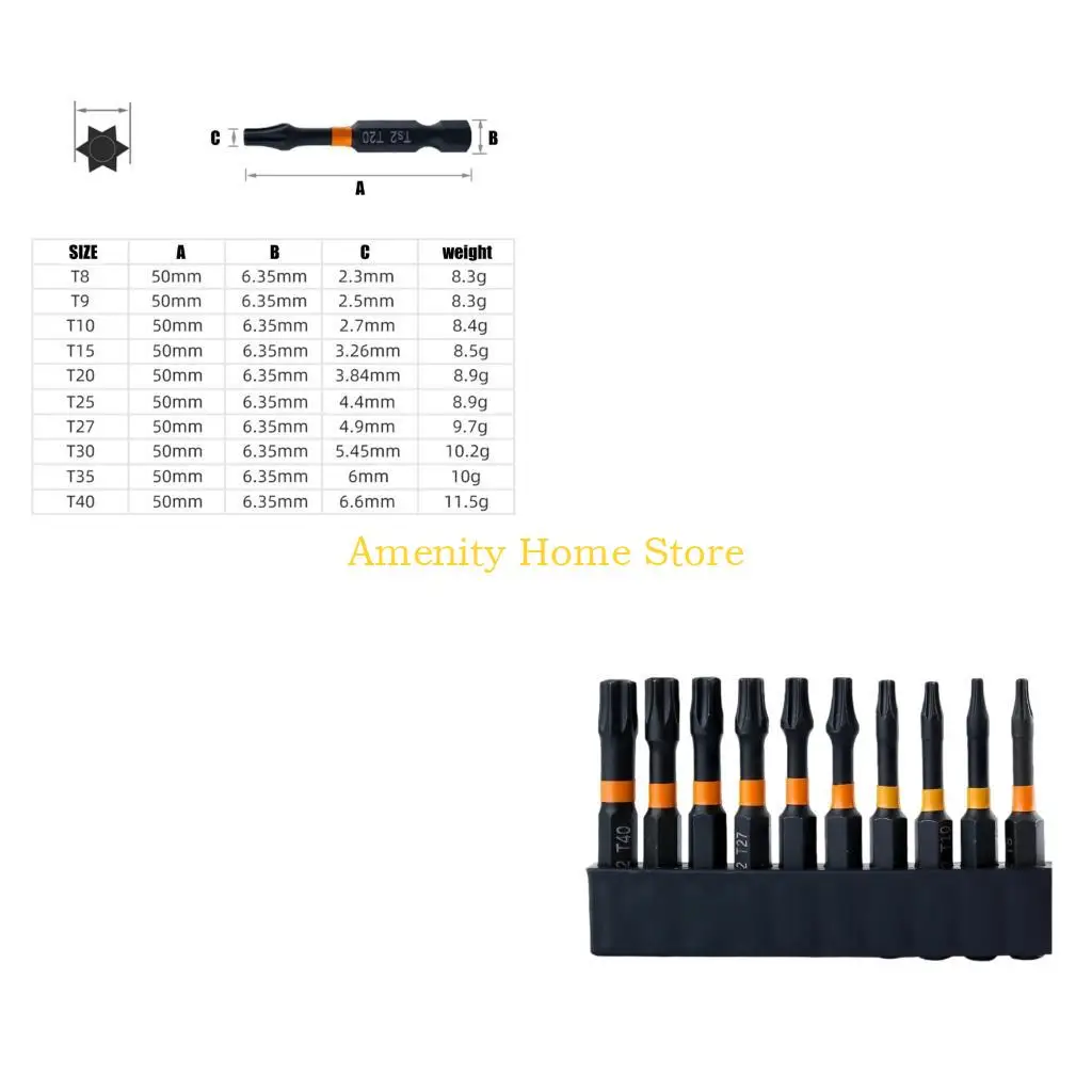 

F26C Industrial Grades Set 10pcs T Bar Design Tip Sturdy Steel