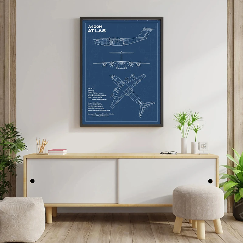 Prints Airplane Poster Fighter Aviation Blueprint Canvas Painting Wall Art Pictures Home Decor Air Force Plane Airbus Patent