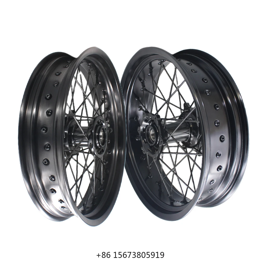 

Motorcycle CNC Hub 17 Aluminum Alloy Rim Supermoto Wheels Super Motard Wheel Rims EXC 250 350 450 2003-2023