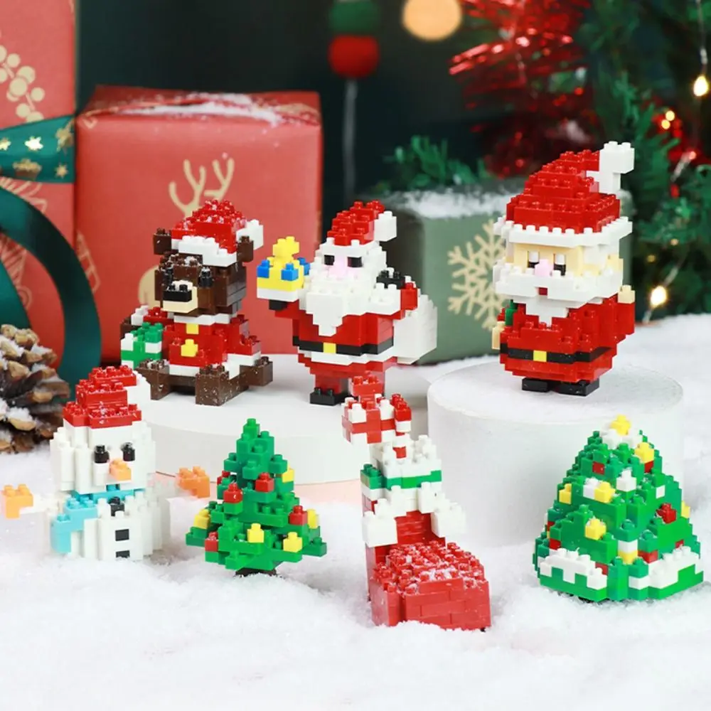 

Children Cartoon Santa Claus Building Blocks Plastic Snowman Christmas Decorations Elk Mini Action Figures Model Indoor