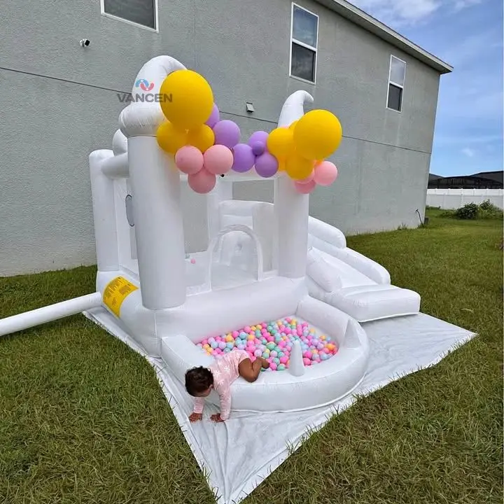 

Надувной батут Magic Hat 10 футов белого цвета со спиральной горкой и встроенным бассейном с шариками, стильное украшение для праздников