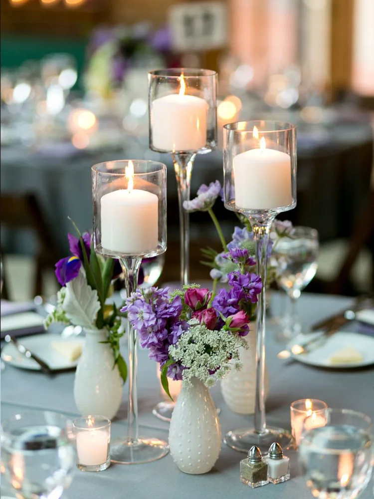 1 комплект, только современный светильник, роскошный стеклянный подсвечник на высоких ножках, свадебный реквизит, прозрачный стеклянный подсвечник при свечах