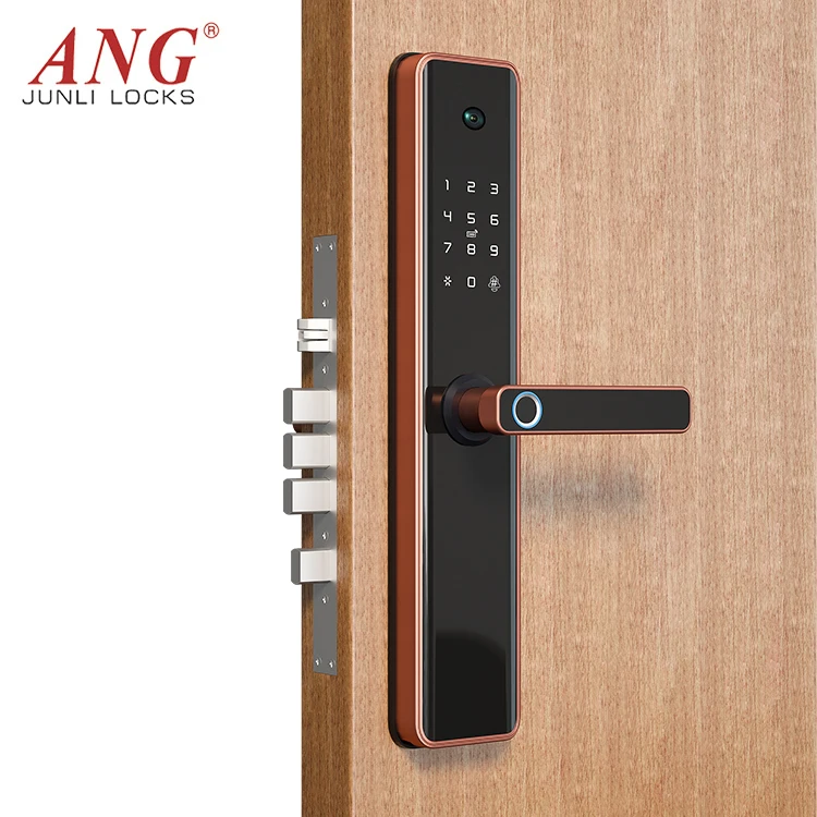 July005 Security Alexa Gate Fingerprint Lock Electronic Cerradura Inteligente Digital Tuya Smart Door Lock With Camera for Home