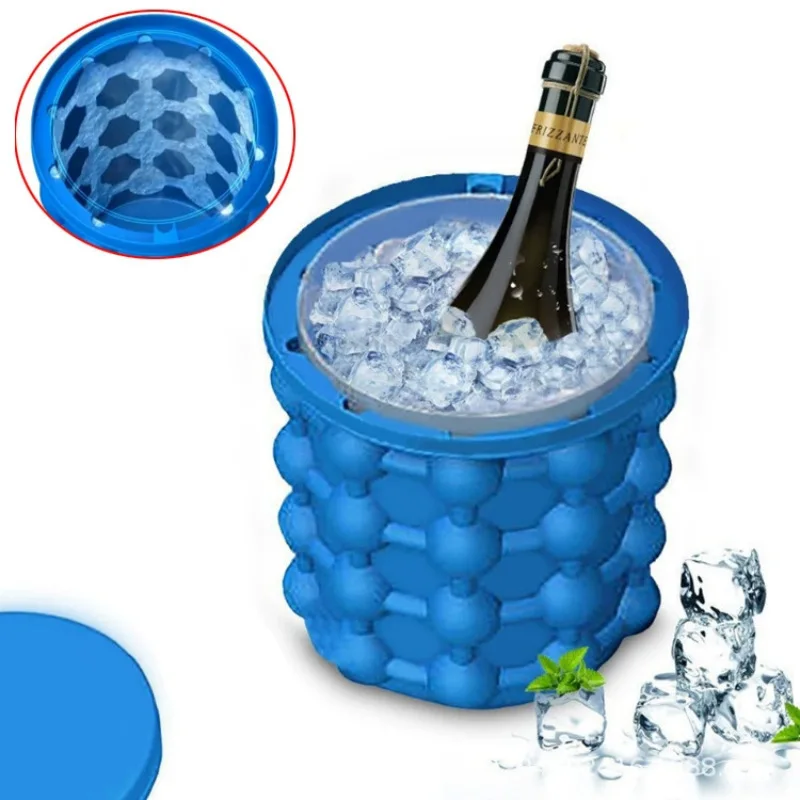 Silicone ice Cube Maker Ice Mold Tray Round Portable Bucket Wine Ice Cooler Beer Cabinet Kitchen Tools Drinking Whiskey Freeze