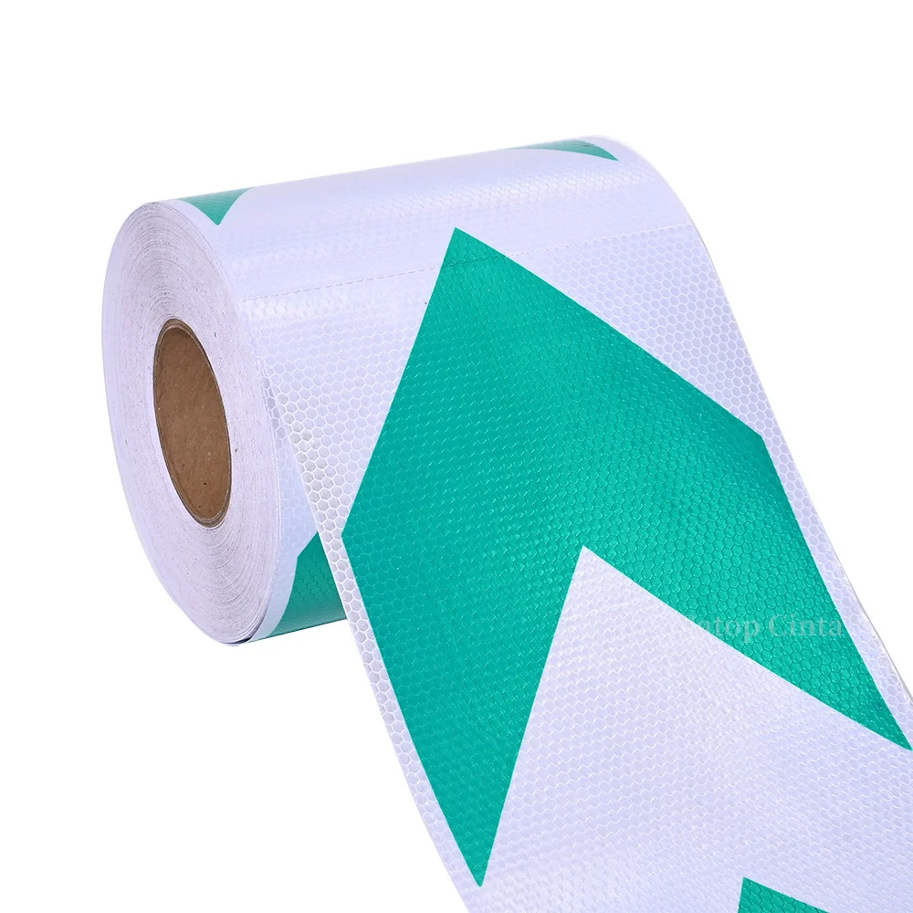 Self-adhesive Arrow Reflective Sticker Tape 8Inch*17FT White-Green Waterproof Reflective Material Reflectors For Truck Trail Car