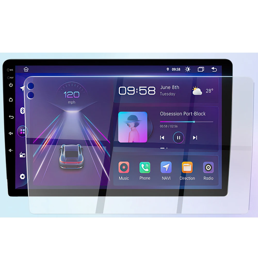 Car tempered glass protective film Car sticker 2K 9 10 inch radio player Touch screen protector Car accessories