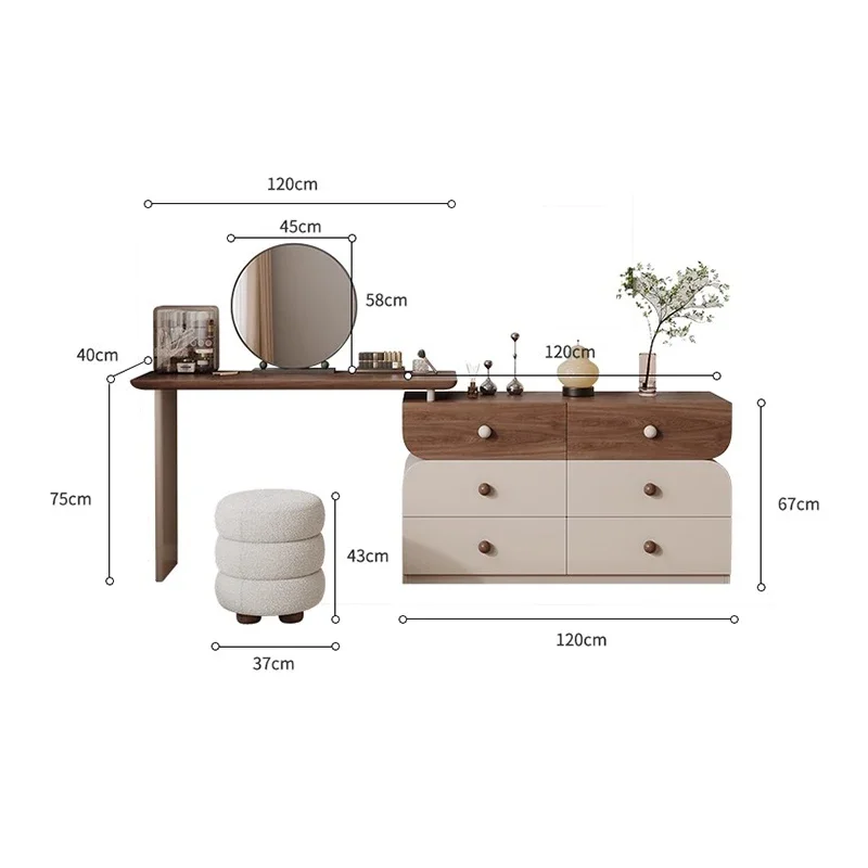 # Nordic Vintage Vanity Table Cute Unique Wooden Classic Vanity Table Elegant Aesthetic Meuble De Rangement Bedroom Furniture