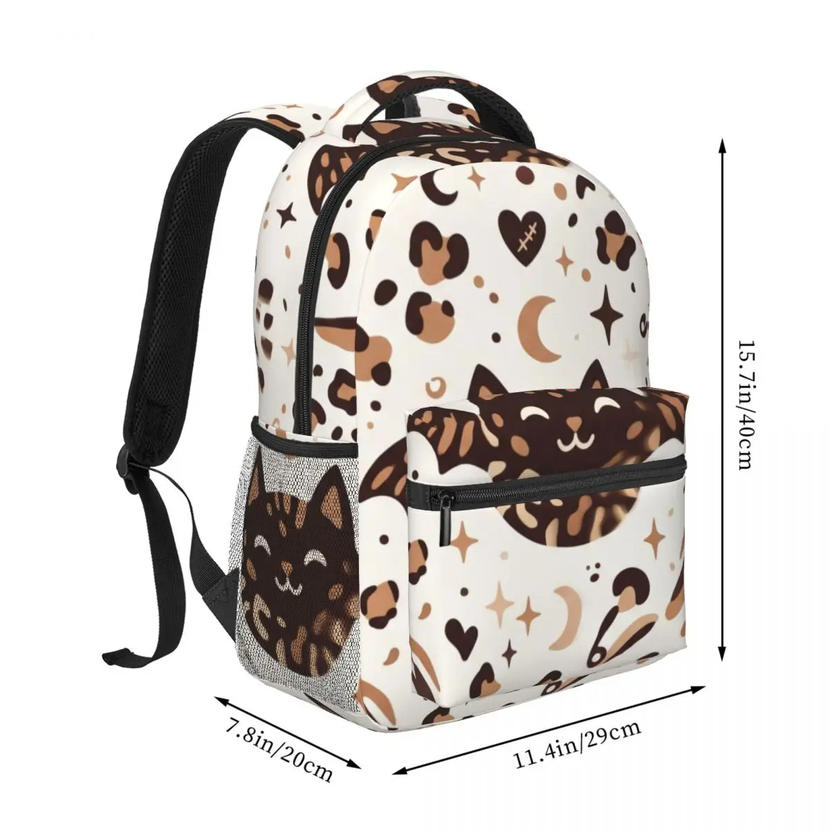 Lovely Casual Backpack Allover Leopard Rosette Cow Spot Cute Kawaii Pink White Daypack for College Class Weekend Gift Girls Men