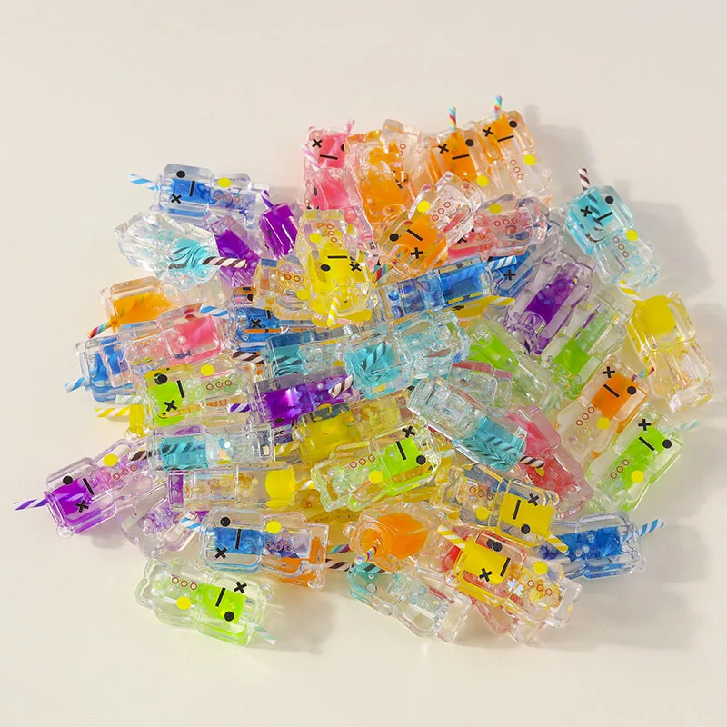 Leslie 5 stücke Harz niedlichen Pixel Person Perle Blase Tee Ohrring Charms DIY Schlüssel bund Halskette Anhänger Schmuck Herstellung Zubehör – Detail 5