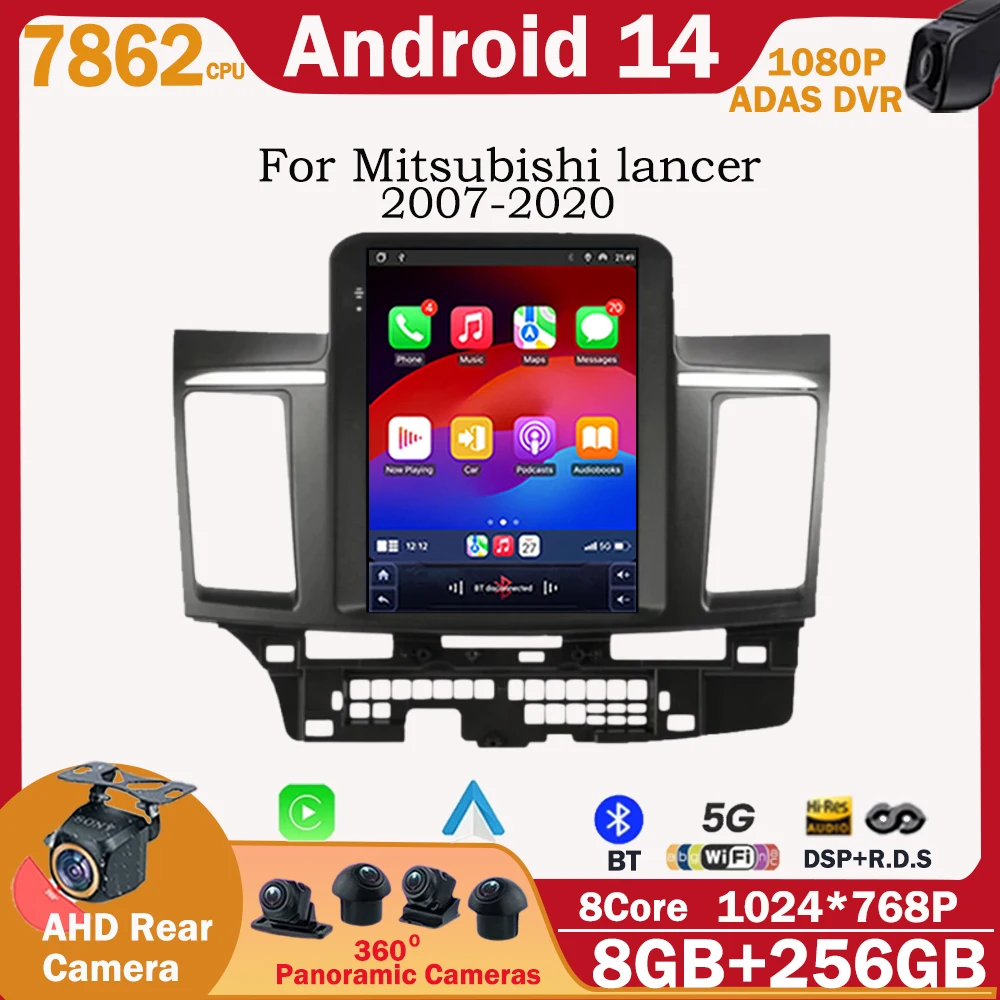 9.7 inch For Mitsubishi lancer 2007-2020 Android 14 Car Radio Multimedia Video Player GPS stereo wireless android Auto 5GWIFI 4G