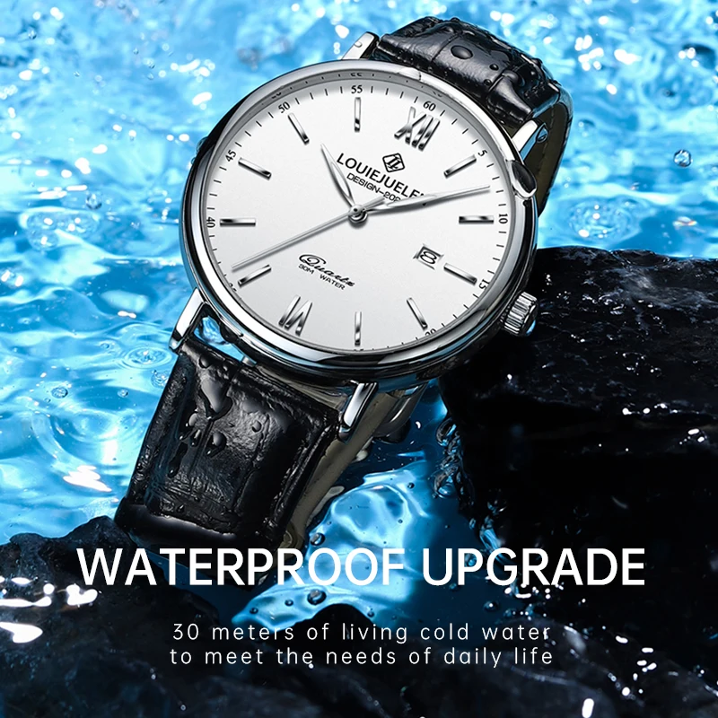 UTHAI H78 New Brand Watch For Men Fashion Quartz Watches Calendar Glow Waterproof Wristwatch Male\'s Bracelet Leather Band Clock