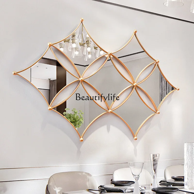 special-shaped simulation wall-mounted Hong Kong style light luxury wrought iron bedside nostalgic background decorative mirror