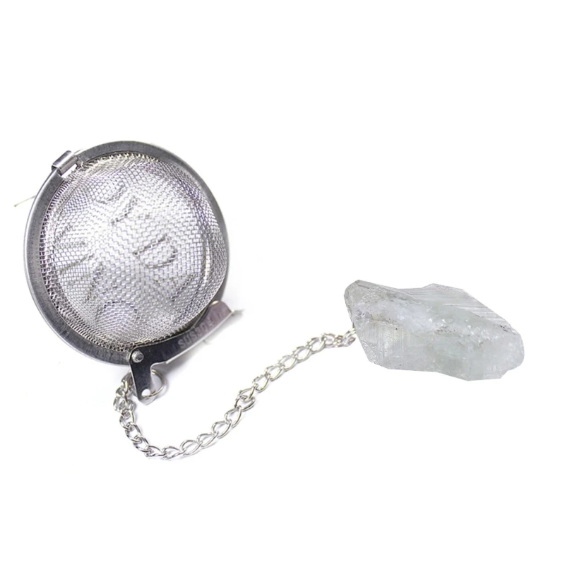 Tea Filter Stainless Steel with Crystal Energy Stone Tea Strainers with Fine Mesh Extend Chain Hook Tea Balls Infuser