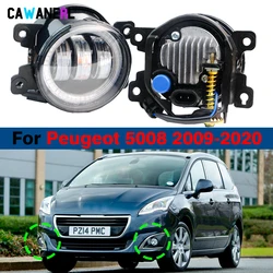 LED Fog Light Angel Eye Daytime Running Lamp 30W 6000LM For Peugeot 5008 2009-2020 H11 Car Front Fog Lamp DRL 2 Pieces