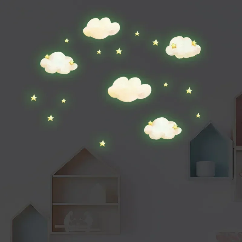 Cartoon Cloud Luminous Stickers Glow in The Dark Stars Wall Stickers for Kids Rooms Bedroom Ceiling Home Decoration Wall Decals