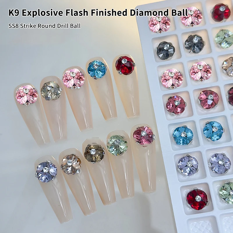 2 ชิ้นคริสตัลเล็บแฟ้มเพชรหรูหราเล็บ Rhinestones อัญมณี Sparkle แก้วเล็บหิน DIY Charms