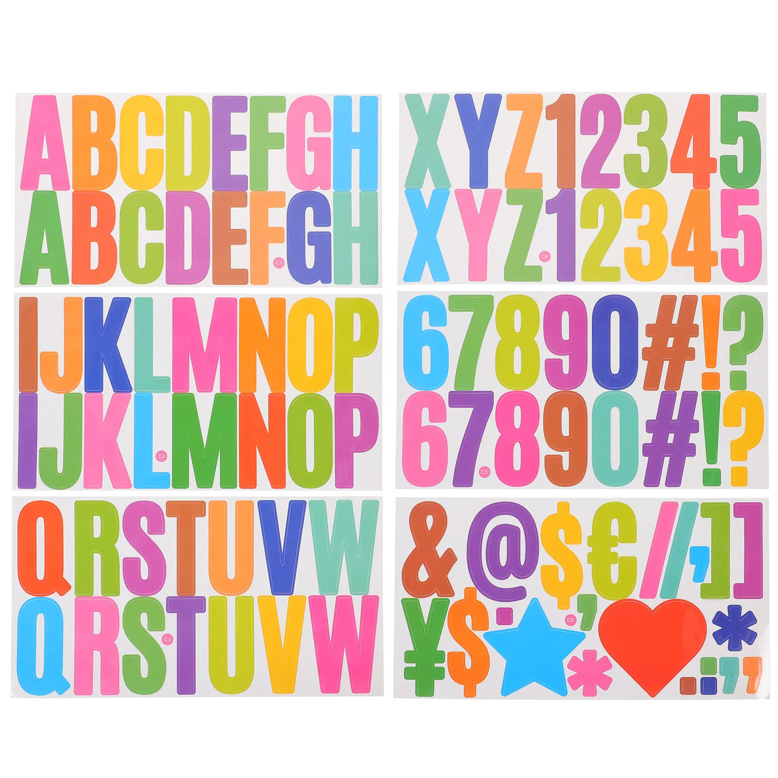 

6 Sheets Versatile Alphabet Letter Number Stickers for DIY Scrapbooking Journaling Greeting Cards Cups Bottles Decorative Craft