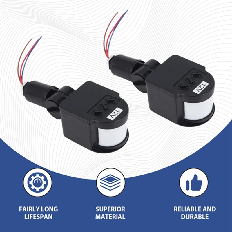 3 Pcs Black Motion Detectors Motion Sensor Light Switch Outdoor Pir Direct Current 12V Motion Sensor Pir Sensor
