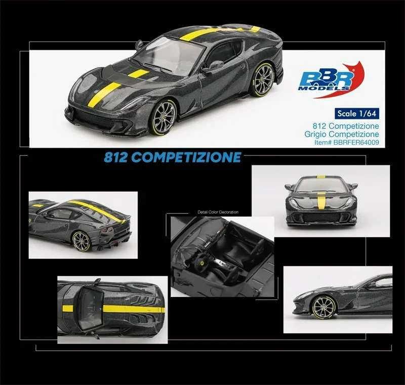 

Presale BBR 1:64 812 Competizione Grigio Competizione grey yellow Vehicle Car Model