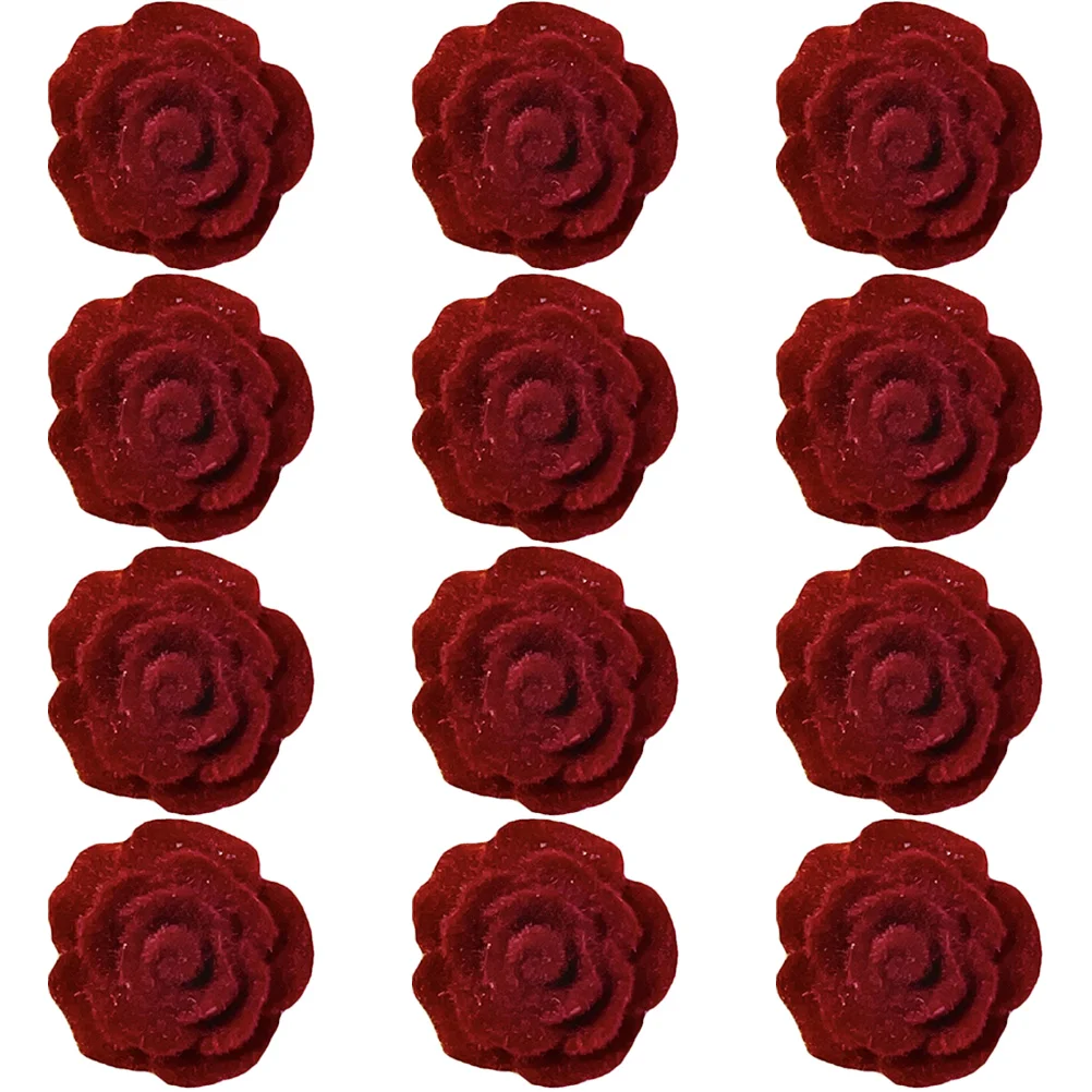 50 Pcs DIY Handmade Flocked Rose Material Hair Pins Phone Case Flower Charm Crafts Flowers Clip Decor Flocking Flatback