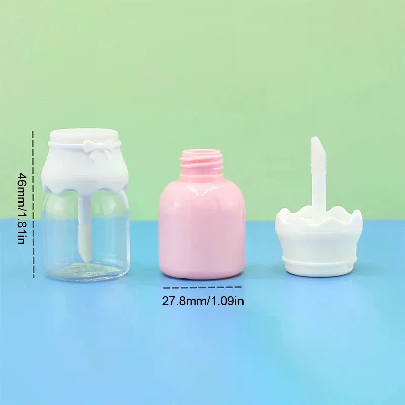 8ML 우유병 모양 귀여운 립글로스 튜브 투명 핑크 빈 병 립 글레이즈 샘플 용기 메이크업 포장 재료 여행용