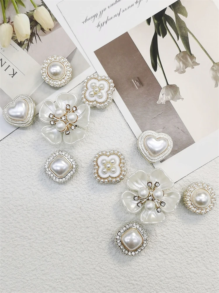 10PCS Schuh Charms ABS Dekorationen Zubehör DIY Ornament Pins Für Clog Schnalle Dame Garten Schuhe Elegante Perle Floral Design – Detail 3