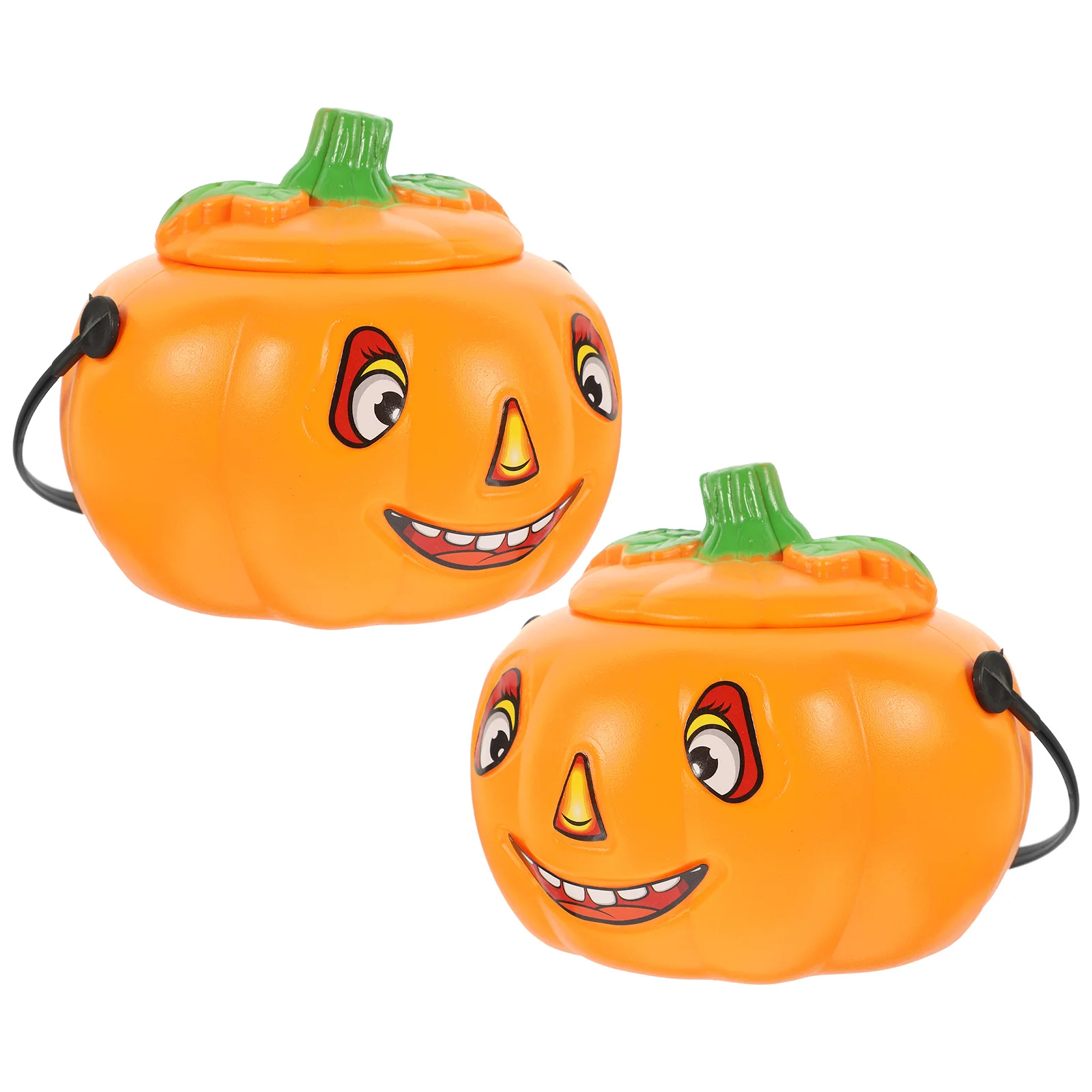 

2Pcs Lighted Pumpkin Bucket Orange Plastic Candy Holder Halloween Pail Kids Party Trick Treat Pumpkin Candy Holder