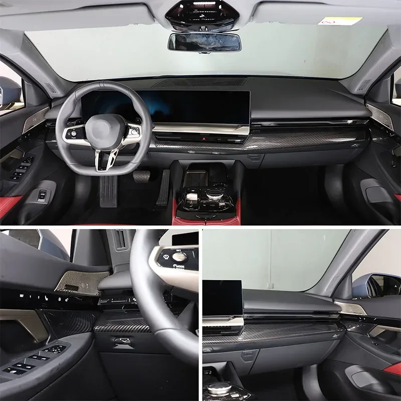 For BMW 5 Series G60 2024 ABS Carbon Fiber Car Center Console Dashboard Panel Decoration Cover Car Interior Accessories LHD