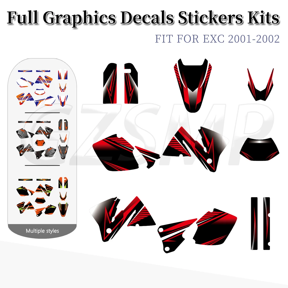 

Motorcycle Graphics Decals Deco Background Stickers Fit for EXC 125 - 520 200 250 300 400 2001-2002
