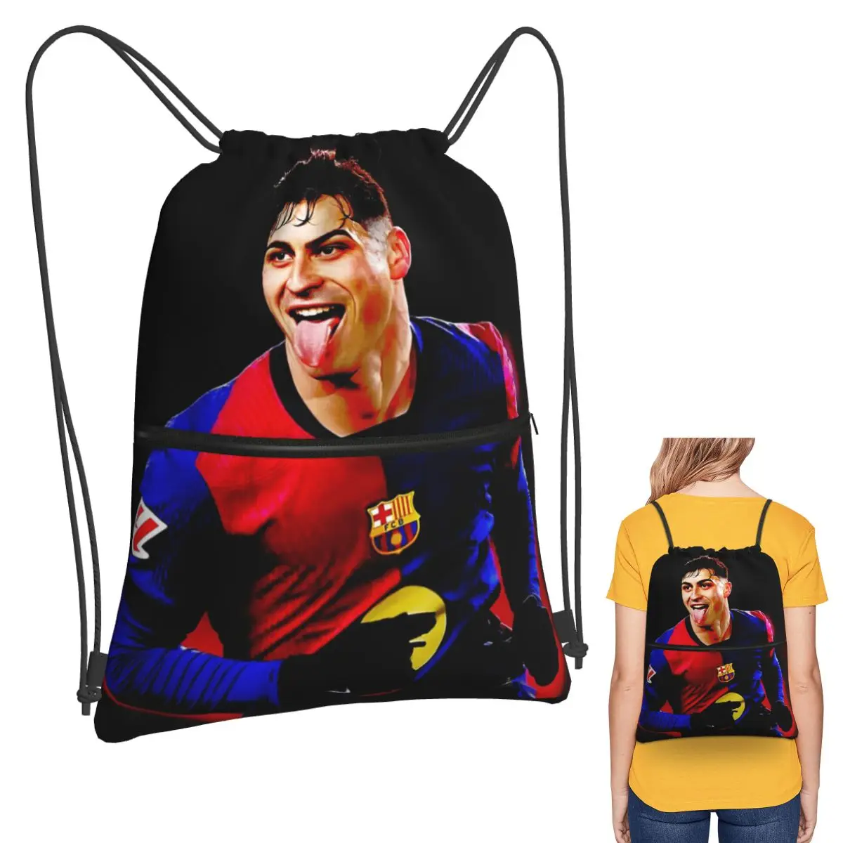 Pedri Backpacks Portable Drawstring Bags Sports Bag Book Bags for Travel Students