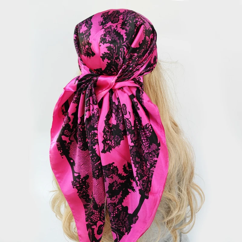 

2022 Fashion Imitated Silk Scarf Ladies Outdoor Print Luxury Neck Hair Decorate Headband Scarf Outdoor Small Kerchief Soft Wrap