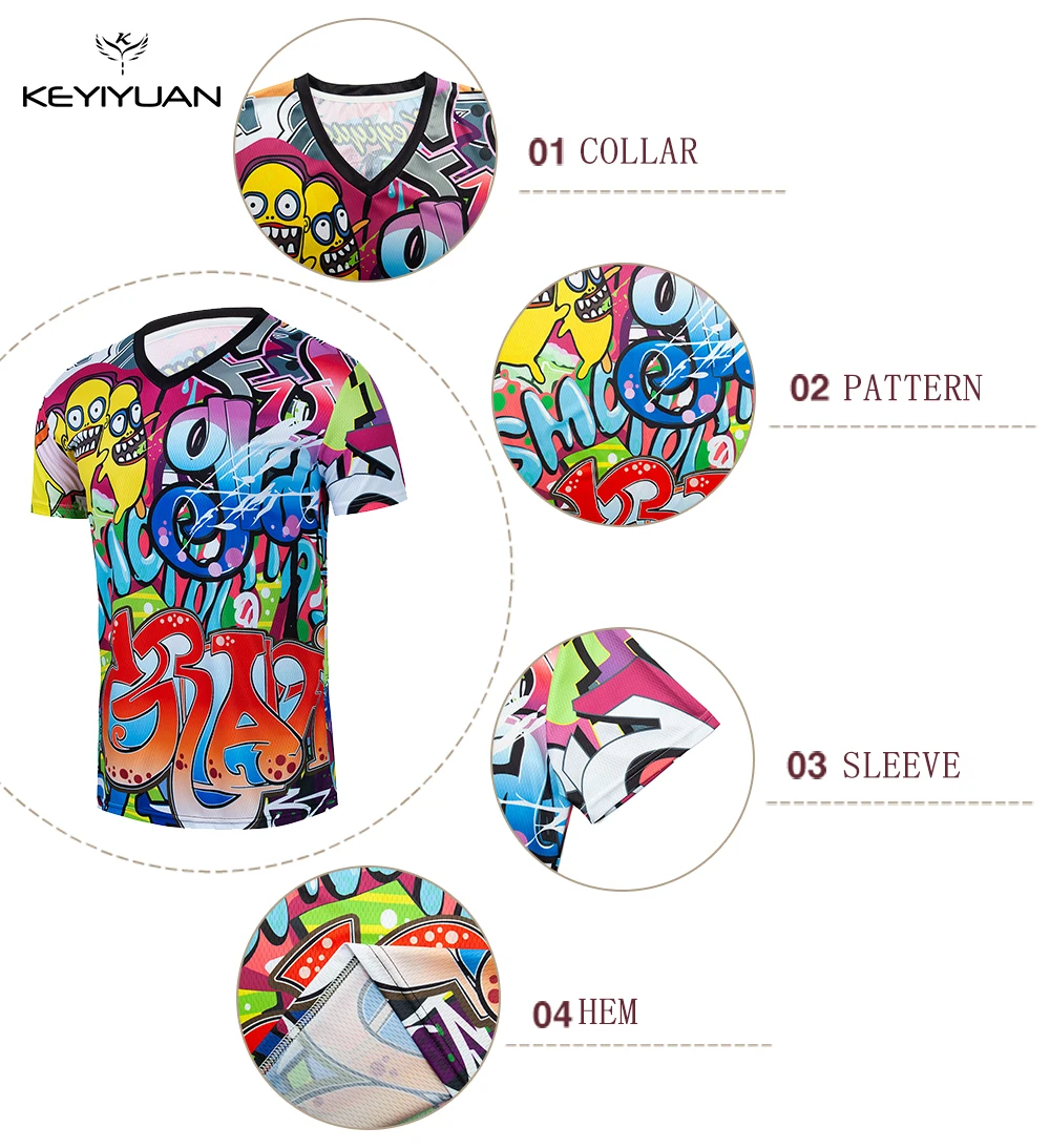 KEYIYUAN New Men Short Sleeve Motorcycles Cycling Jersey Motocross T-shirt Bike Clothes Triathlon Sportswear Camiseta Mtb