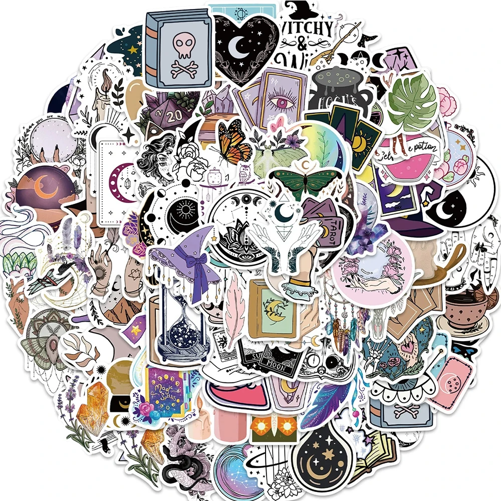 10/50/100/200/300pcs Cartoon Witch Potion Magic Stickers Aesthetic Graffiti Sticker Water Bottle Luggage Phone Cool Decals Pack