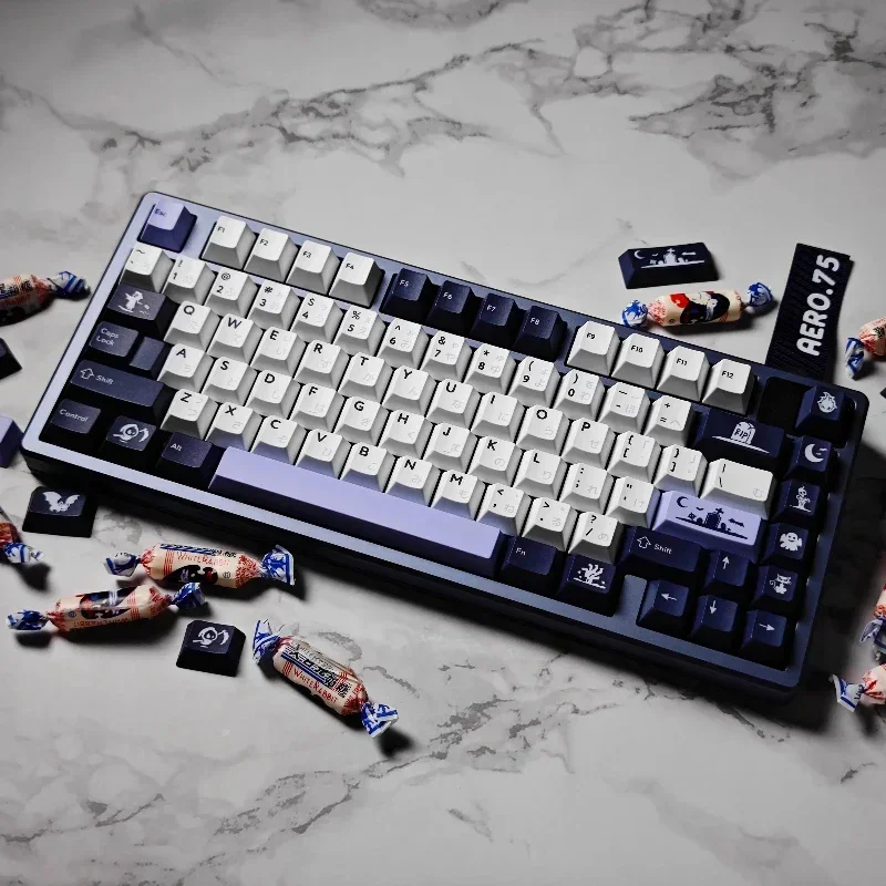 DOMIKEY Zero-G Studio Keycaps Custom Midnight NgrAGPsZ Keycap PBT Cherry Profile Ergonomic Cartoon Point Key Caps for Gamers