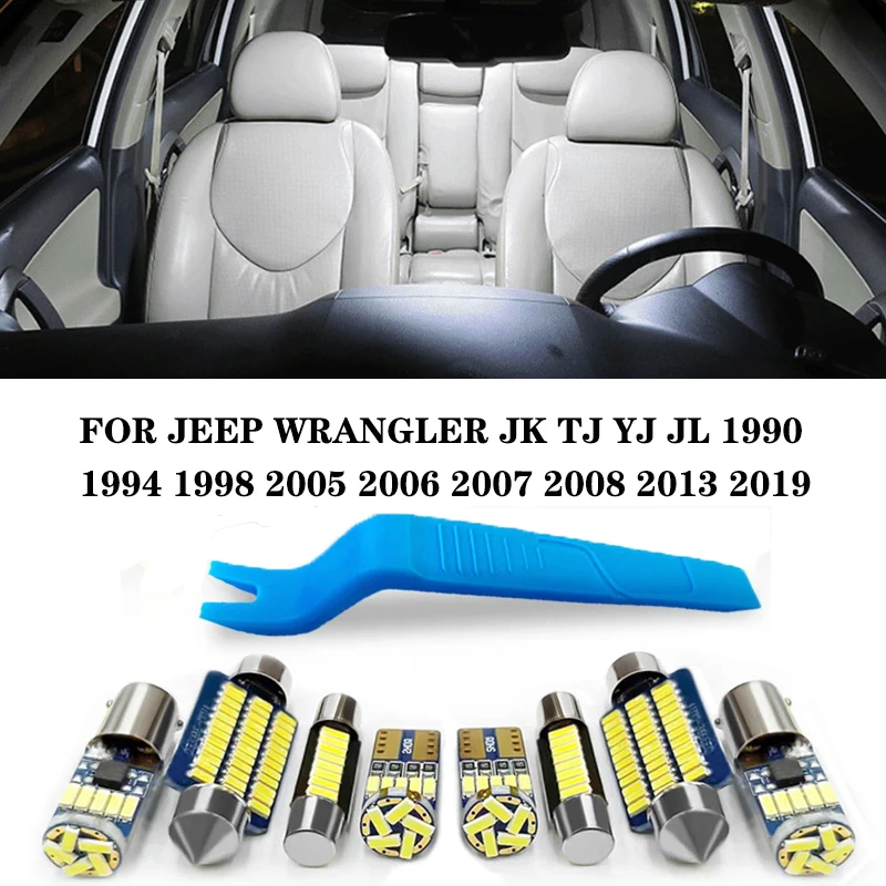 

For Jeep Wrangler JK TJ YJ JL 1990 1994 1998 2005 2006 2007 2008 2013 2019 Accessories Indoor Lamp Car LED Interior Light Canbus