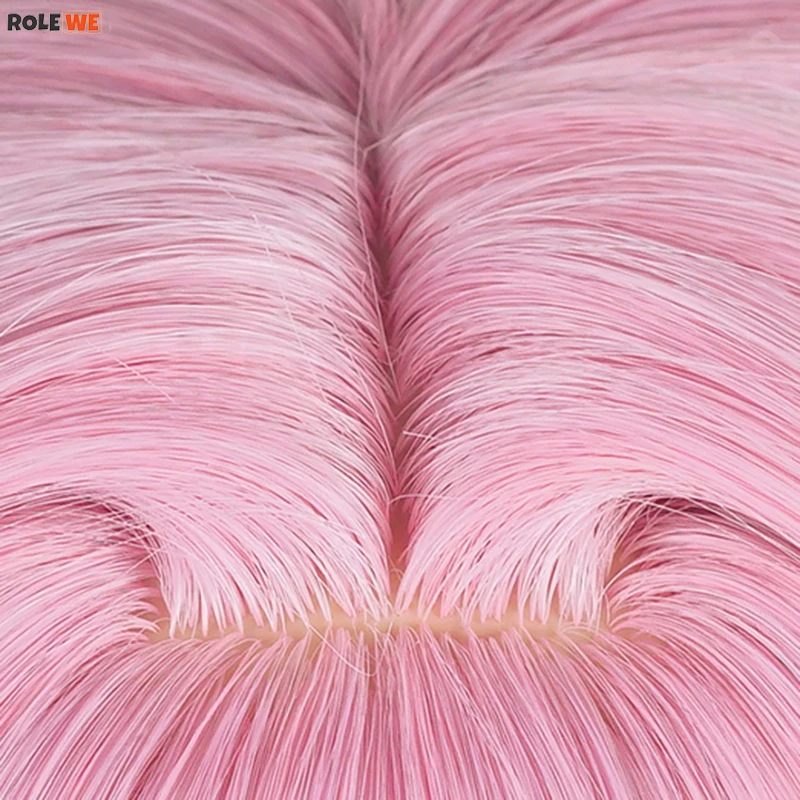 Peruca Cosplay Anime Elysia com Franja para Mulheres, 80cm de comprimento, cabelo liso rosa, resistente ao calor, cabelo sintético, perucas estilosas e boné de peruca