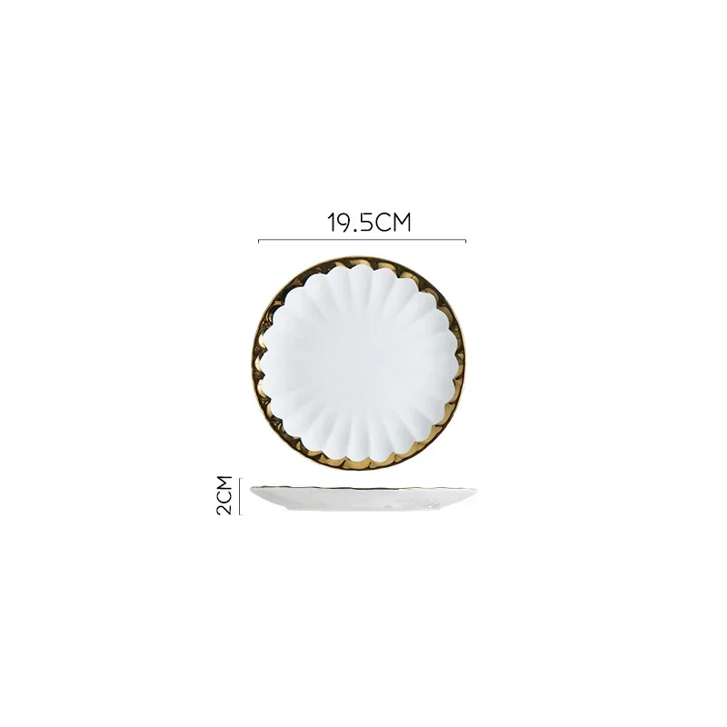 Penh Creative Light Luxury Household Daily Ceramic Plate Western Steak  Noodle Plate Fruit Dim Sum  Dinner
