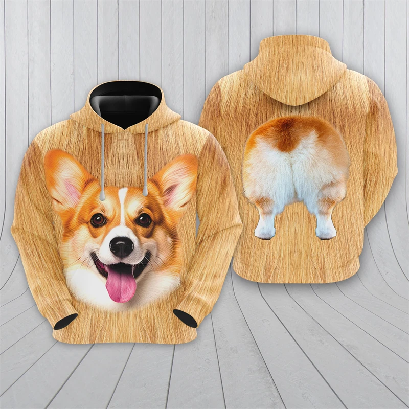 

Cute Corgi Dog Graphic Sweatshirts Kawaii Pit Bull 3D Printed Hoodies For Men Clothes Casual Women Pullovers Pet Dogs Tracksuit