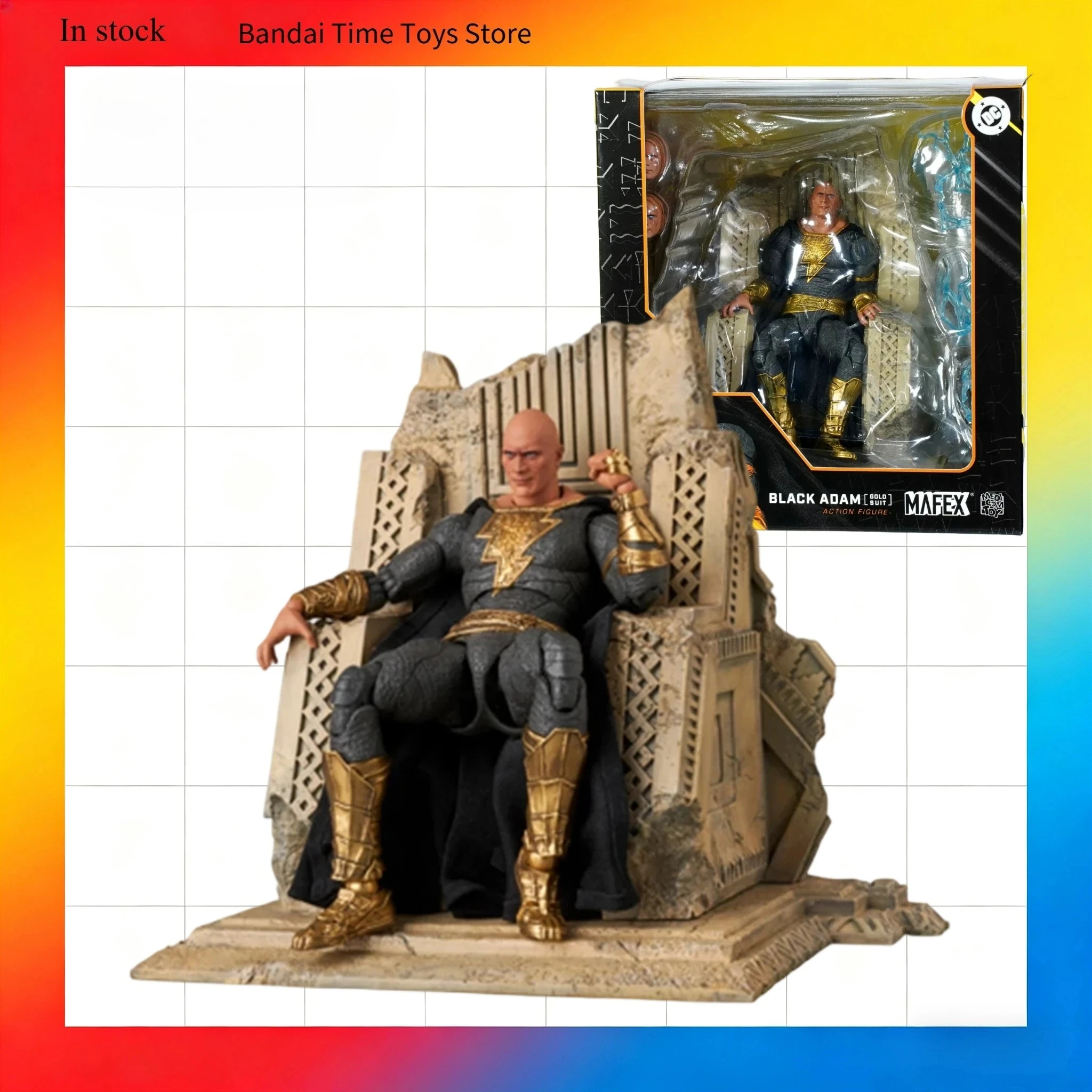 

In-stock Medicom Toy MAFEX Black Adam Gold Armor Throne Movie Version Figure Toy Gift Collectible