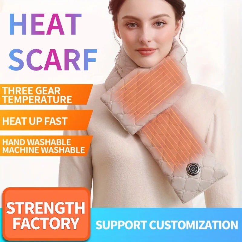 

Women Electric Heating Scarf Neck Warmer 3 Heating Levels Winter USB Charging Electric Heating Pad Neck Scarf For Daily Wear