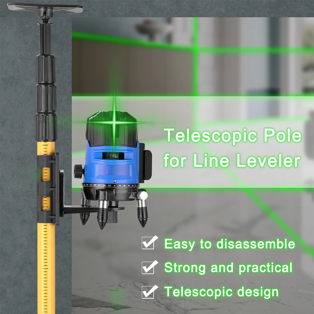 New Line Leveler Telescopic Pole Aluminum Alloy Adjustable Lift Extend Bracket Holder Stand Support for 1/4\'\'5/8\'\' Laser Level