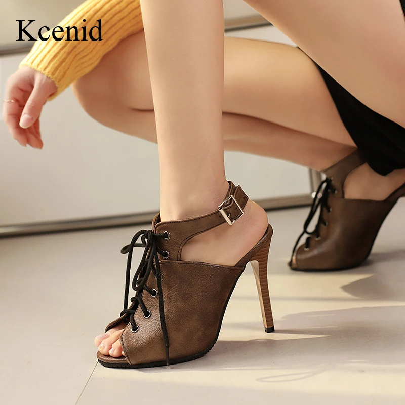 Kcenid-Escarpins Slingbacks Croisés pour Femmes, Talons Hauts Sexy, Sangle de Rinçage, Stiletto Peep Parker strucStrap, Escarpins Grande Size34-50, Été