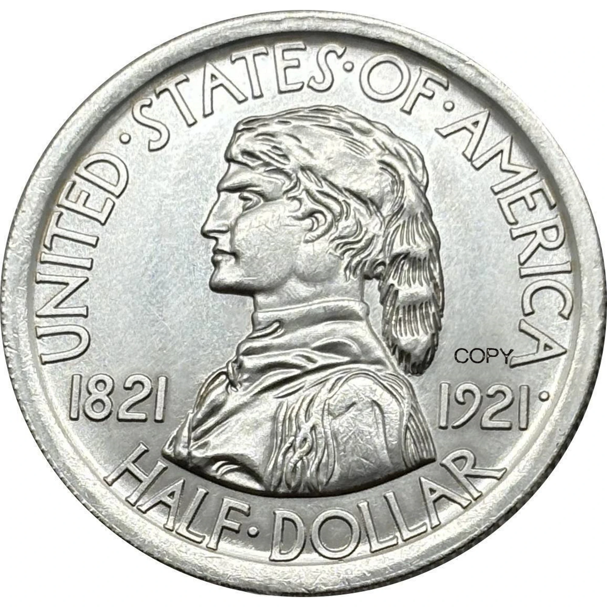 الولايات المتحدة 1821 1921 1/2 نصف دولار ميسوري القرنية سيداليا الولايات المتحدة الفضة مطلي نسخة تذكارية عملات Ww2