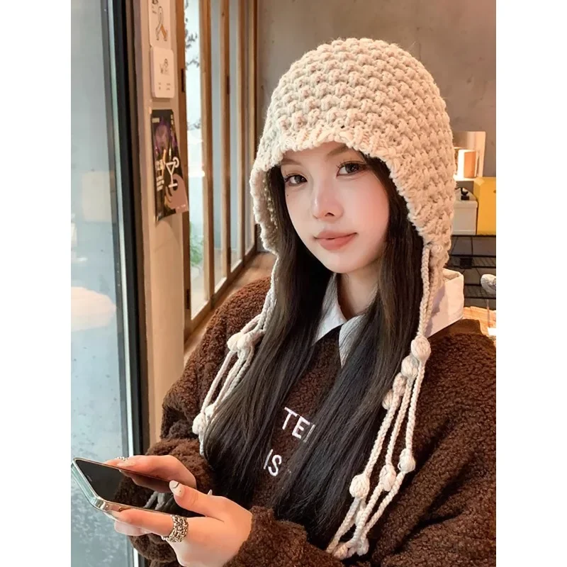 

Knitted Hat Women's 2023 New Fashion All-matching Face Small Fringe Woolen Hat Autumn and Winter Ear Protection Warm Hat