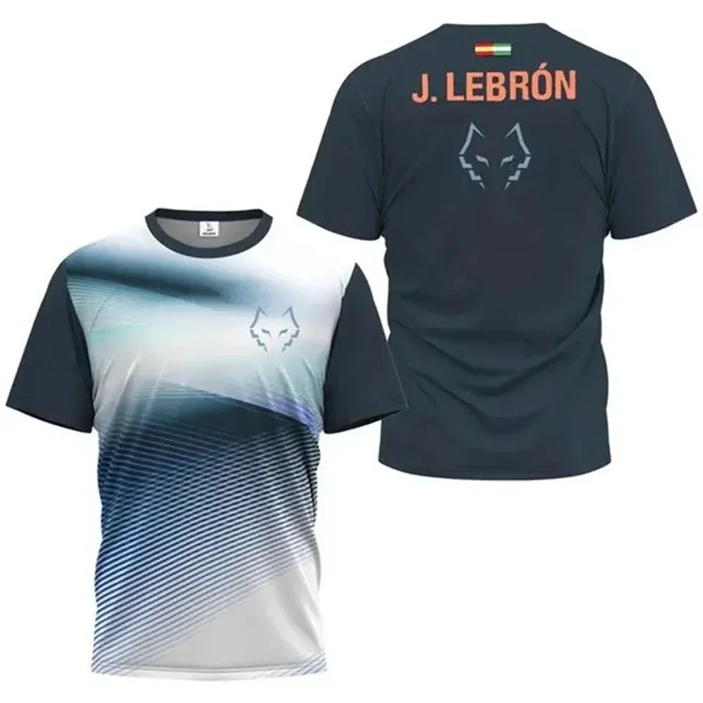 Summer Casual Men's Fashion Gradient Stripe 3D Printed Badminton and Table Tennis T-shirt Printed Outdoor Breathable Sports Top